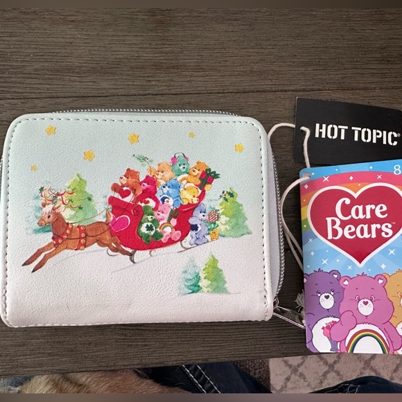 LoungeFly Care Bears Holiday Sleigh Mini Zipper Wallet NWT - Picture 1 of 7